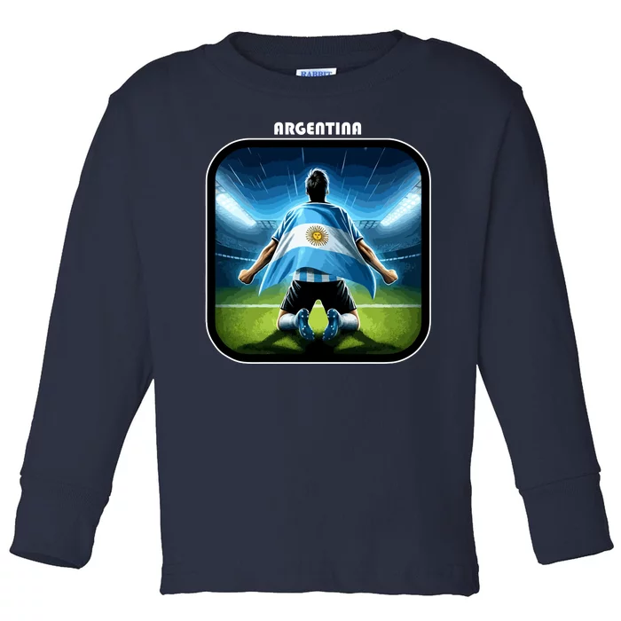 Cool Argentina National Soccer Team With Flag Toddler Long Sleeve Shirt