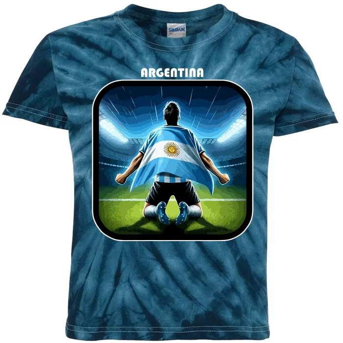 Cool Argentina National Soccer Team With Flag Kids Tie-Dye T-Shirt