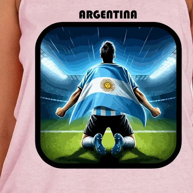 Cool Argentina National Soccer Team With Flag Women's Knotted Racerback Tank