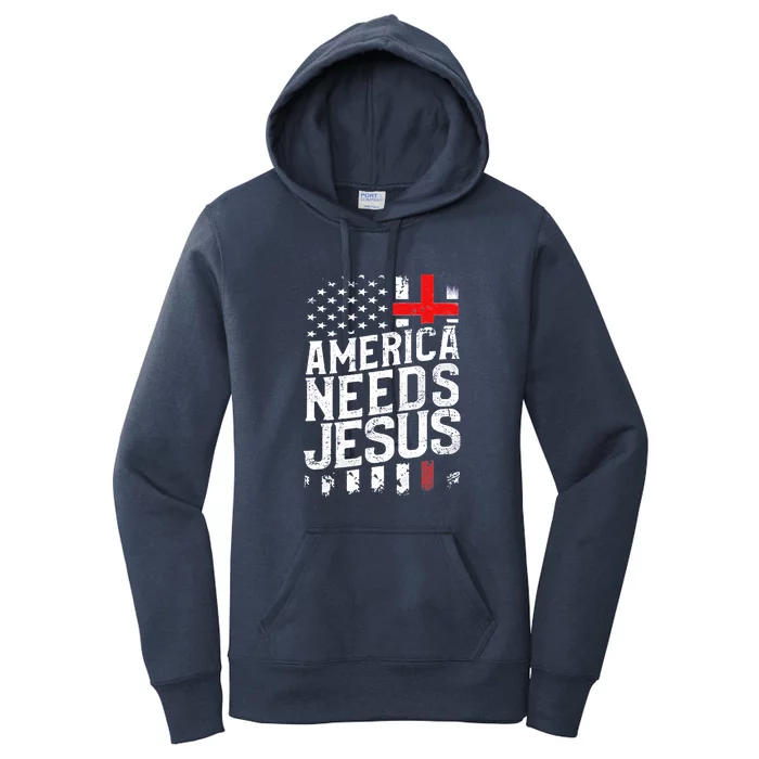 Christian America Needs Jesus Vintage Women's Pullover Hoodie