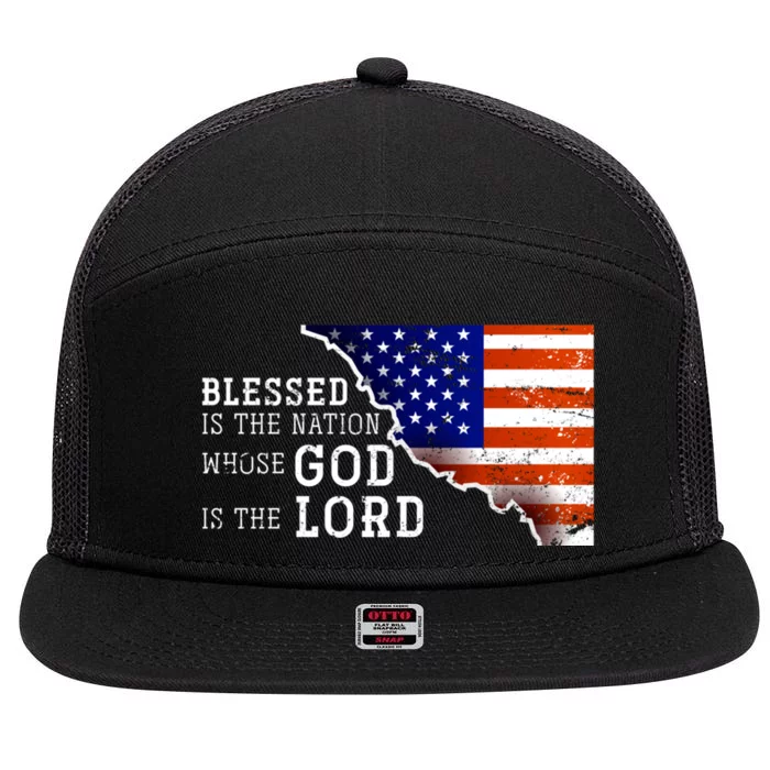 Christian American Nation Us Flag Holy Bible Verse Prayer 7 Panel Mesh Trucker Snapback Hat