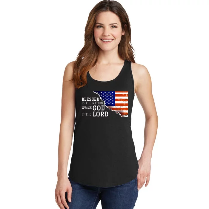 Christian American Nation Us Flag Holy Bible Verse Prayer Ladies Essential Tank