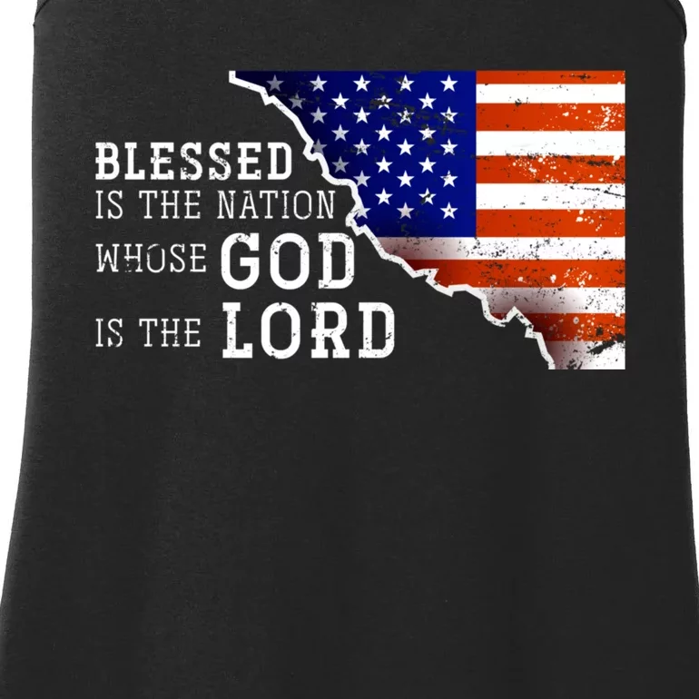 Christian American Nation Us Flag Holy Bible Verse Prayer Ladies Essential Tank