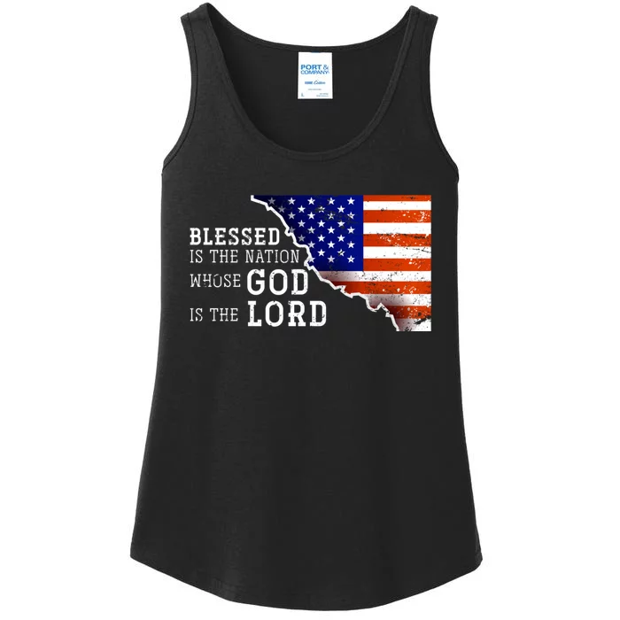 Christian American Nation Us Flag Holy Bible Verse Prayer Ladies Essential Tank