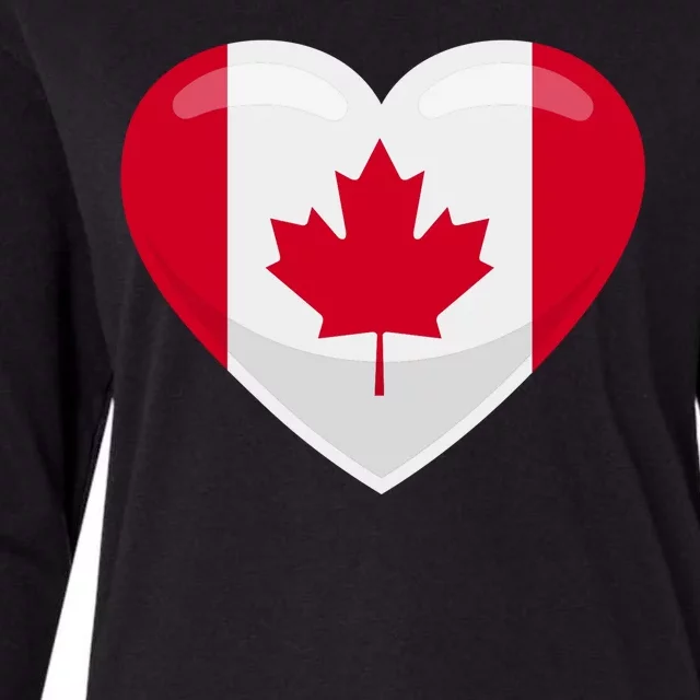 Canada Heart Flag Womens Cotton Relaxed Long Sleeve T-Shirt