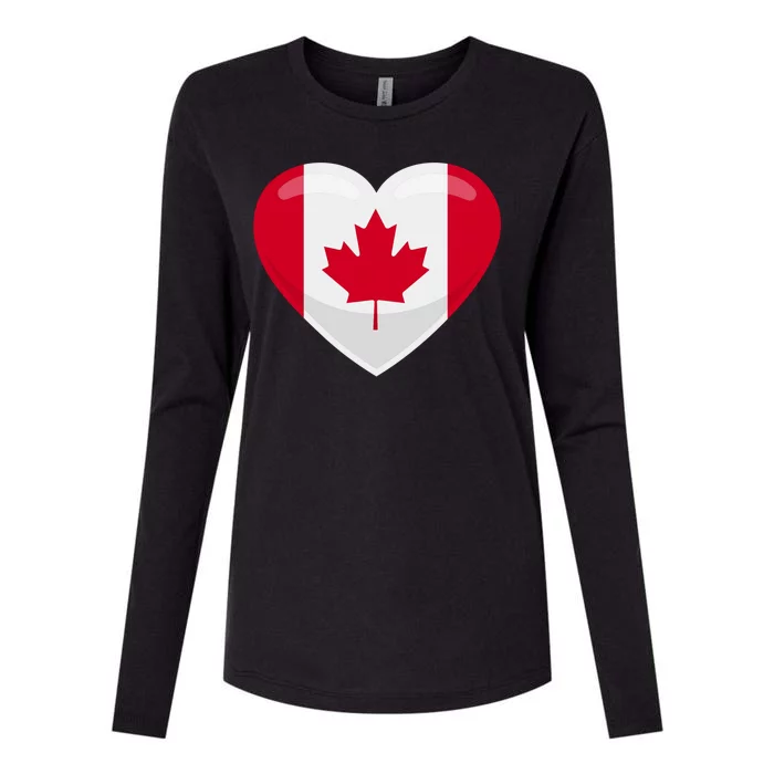 Canada Heart Flag Womens Cotton Relaxed Long Sleeve T-Shirt