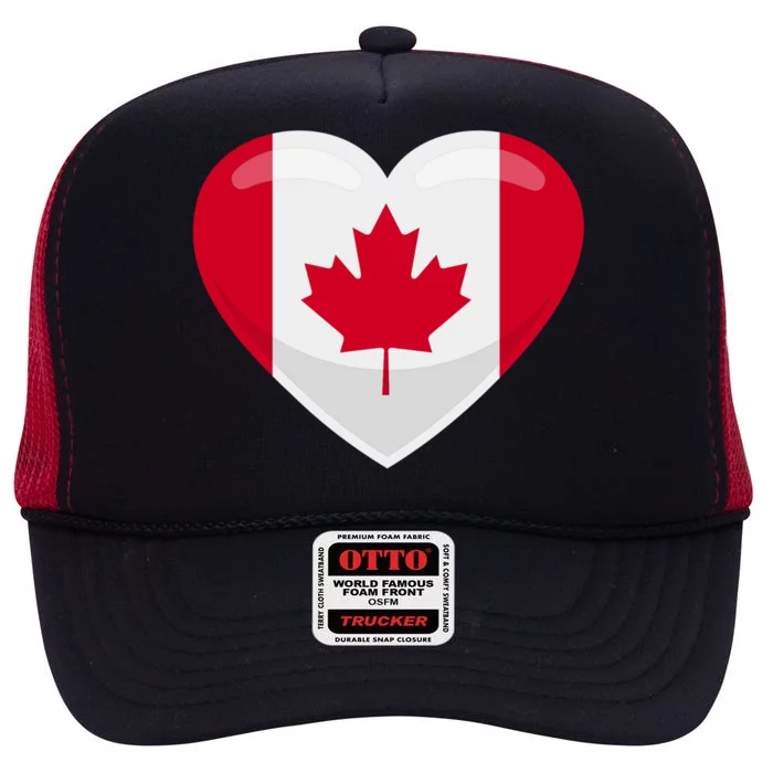 Canada Heart Flag High Crown Mesh Trucker Hat