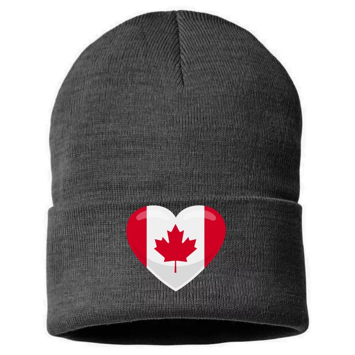 Canada Heart Flag Sustainable Knit Beanie