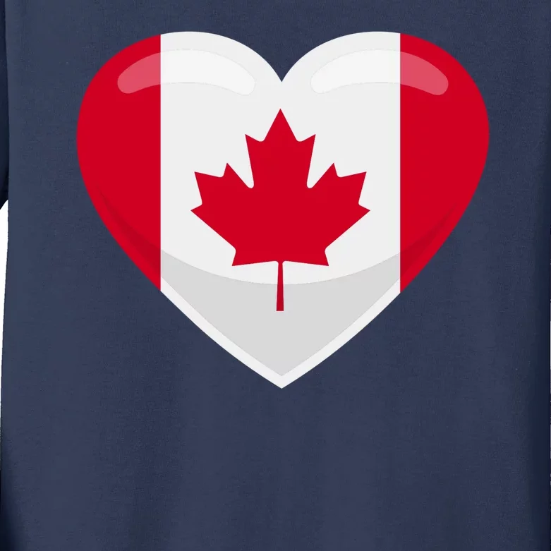 Canada Heart Flag Kids Long Sleeve Shirt