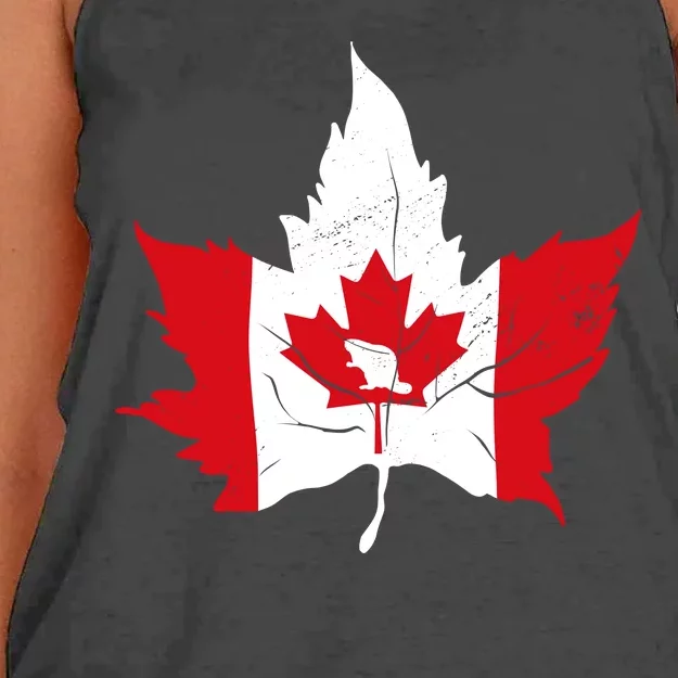 Canada Maple Leaf Flaf Women's Knotted Racerback Tank