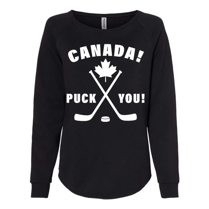 Canada Puck You Hockey Womens California Wash Sweatshirt