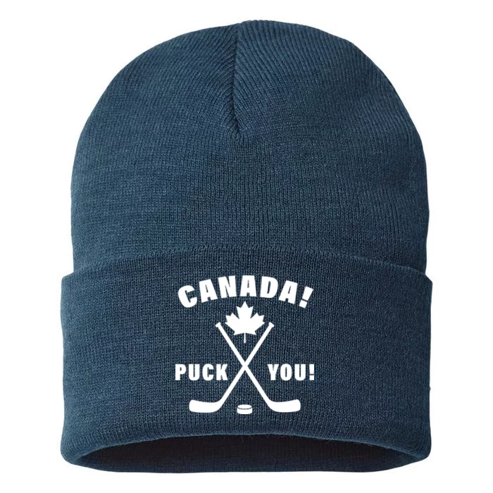 Canada Puck You Hockey Sustainable Knit Beanie