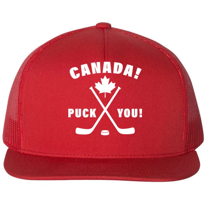 Canada Puck You Hockey Flat Bill Trucker Hat