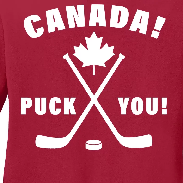 Canada Puck You Hockey Ladies Long Sleeve Shirt