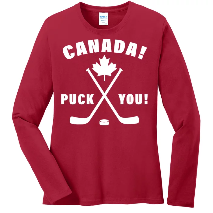 Canada Puck You Hockey Ladies Long Sleeve Shirt