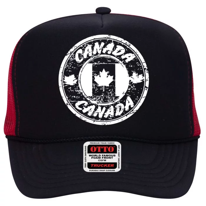 Canada Retro Circle High Crown Mesh Trucker Hat