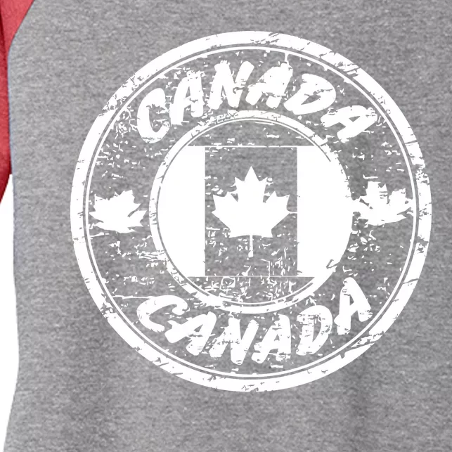 Canada Retro Circle Women's Tri-Blend 3/4-Sleeve Raglan Shirt