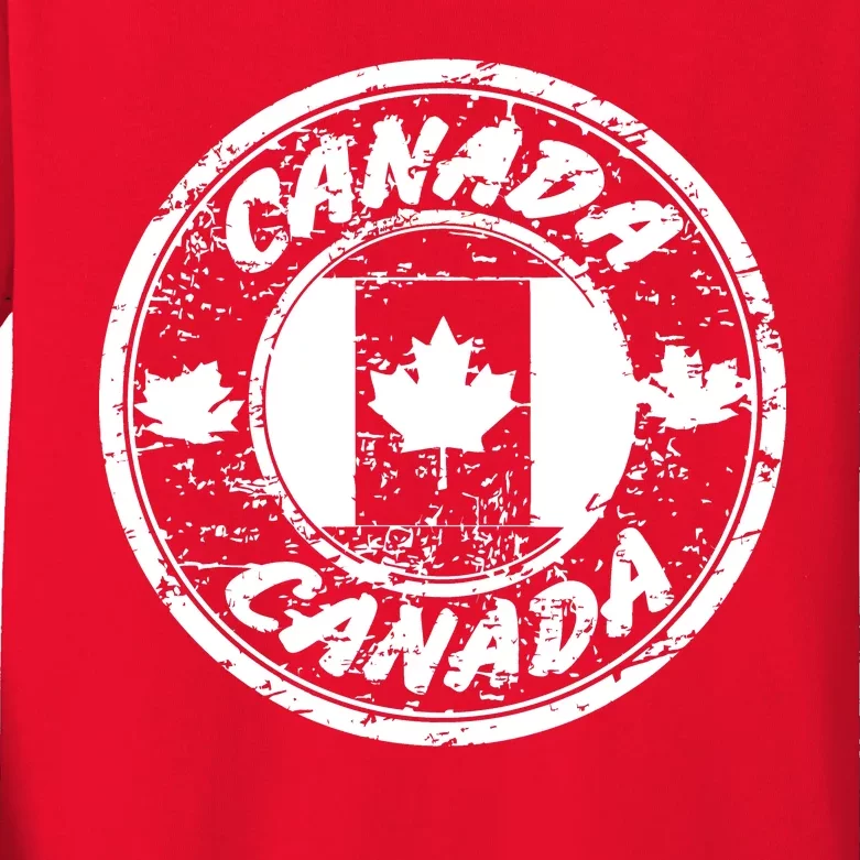 Canada Retro Circle Kids Long Sleeve Shirt