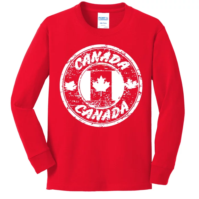 Canada Retro Circle Kids Long Sleeve Shirt