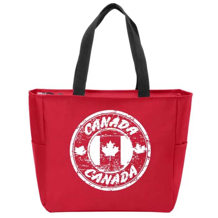 Canada Retro Circle Zip Tote Bag