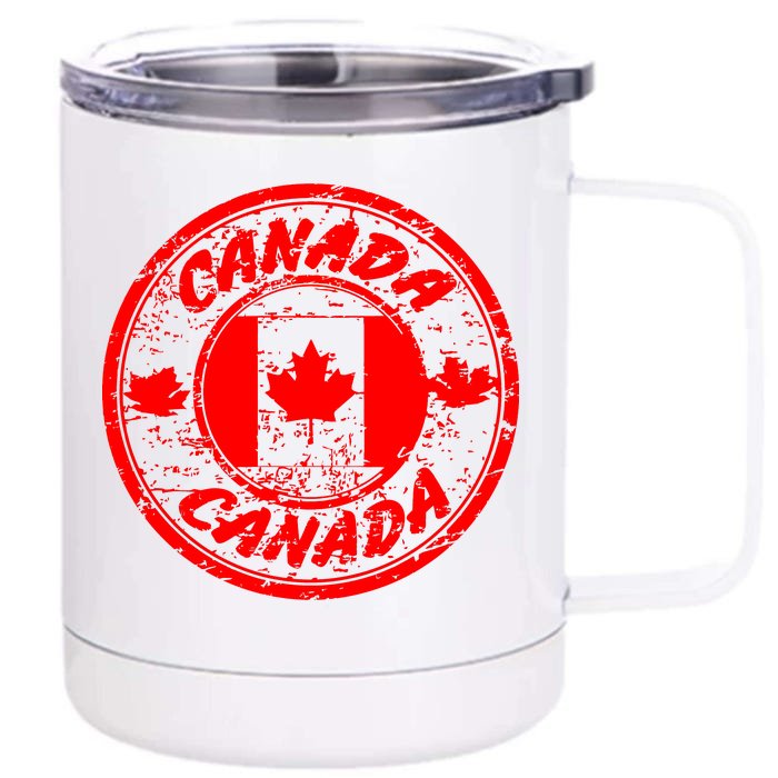 Canada Retro Circle Front & Back 12oz Stainless Steel Tumbler Cup