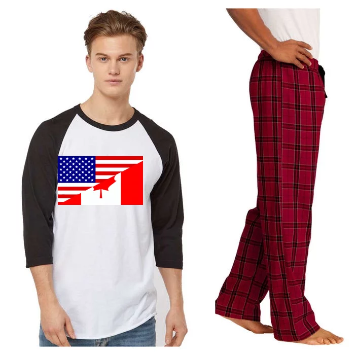 Canadian American USA Flag Raglan Sleeve Pajama Set