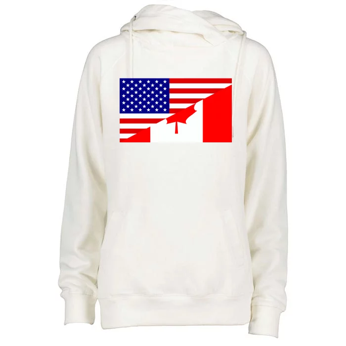 Canadian American USA Flag Womens Funnel Neck Pullover Hood