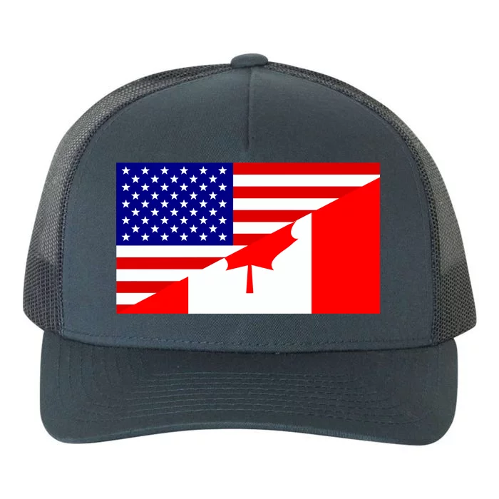 Canadian American USA Flag Yupoong Adult 5-Panel Trucker Hat