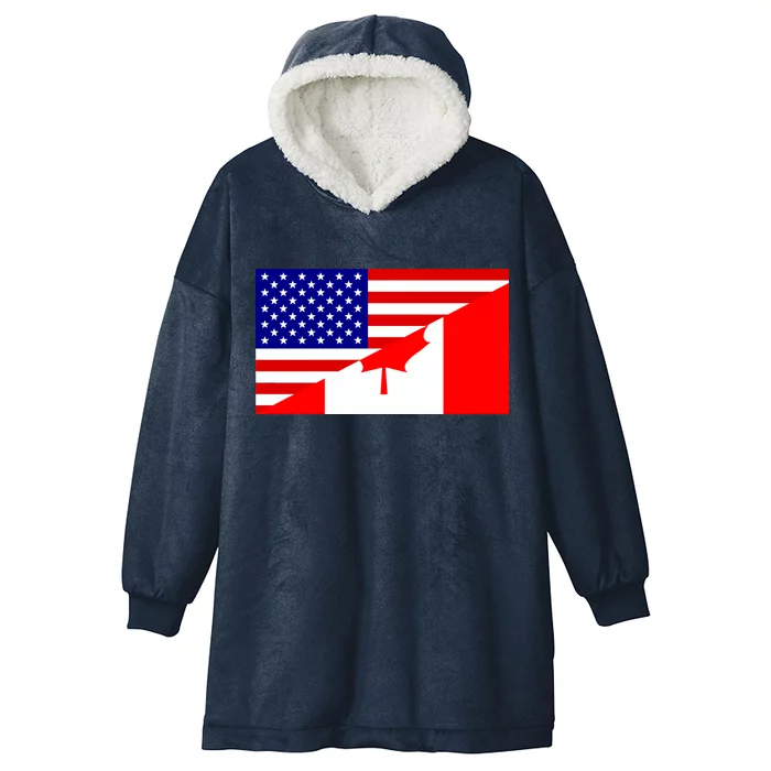 Canadian American USA Flag Hooded Wearable Blanket