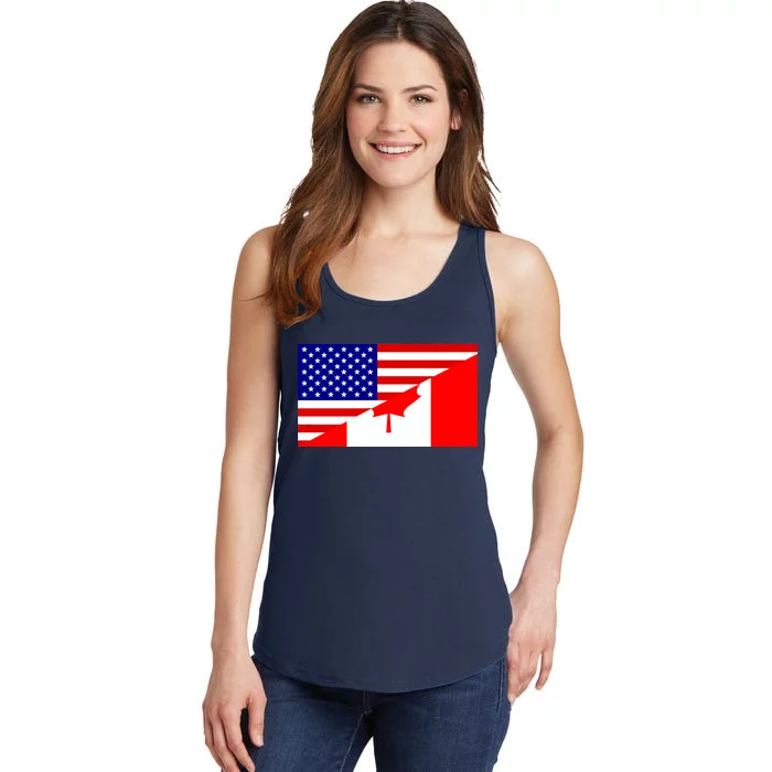 Canadian American USA Flag Ladies Essential Tank