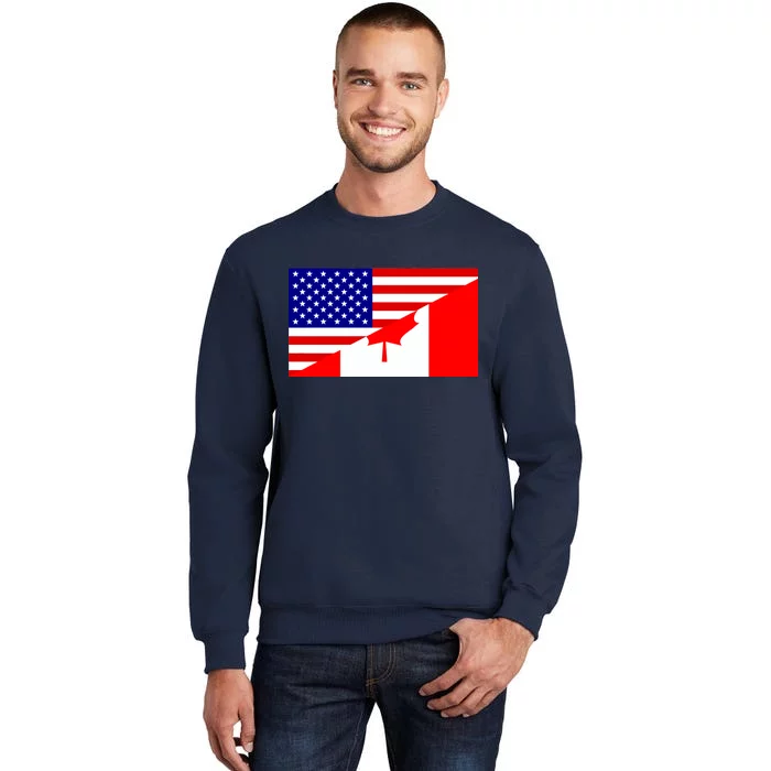 Canadian American USA Flag Tall Sweatshirt