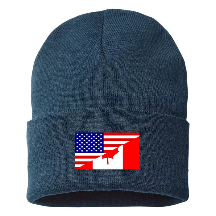 Canadian American USA Flag Sustainable Knit Beanie