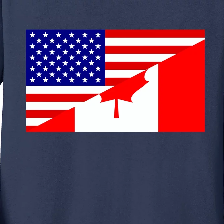 Canadian American USA Flag Kids Long Sleeve Shirt