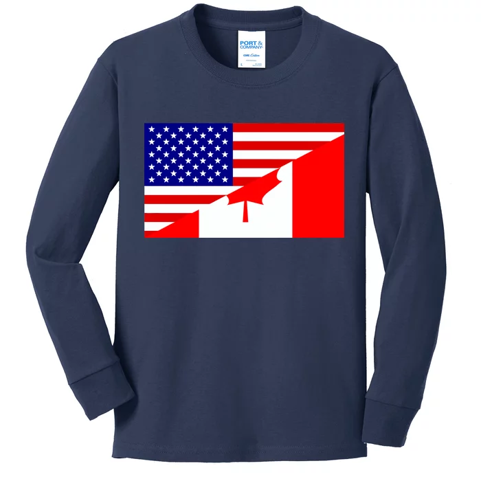 Canadian American USA Flag Kids Long Sleeve Shirt