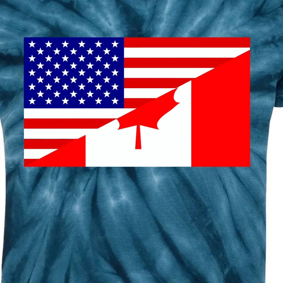 Canadian American USA Flag Kids Tie-Dye T-Shirt