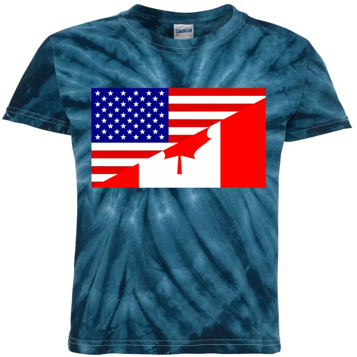 Canadian American USA Flag Kids Tie-Dye T-Shirt