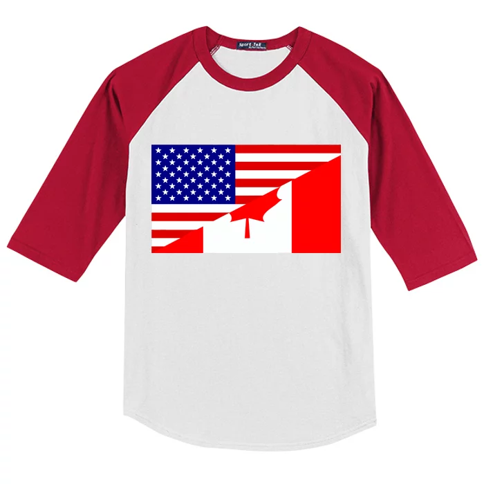 Canadian American USA Flag Kids Colorblock Raglan Jersey