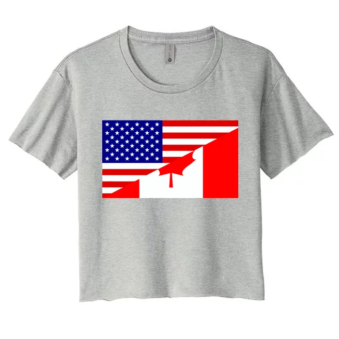 Canadian American USA Flag Women's Crop Top Tee