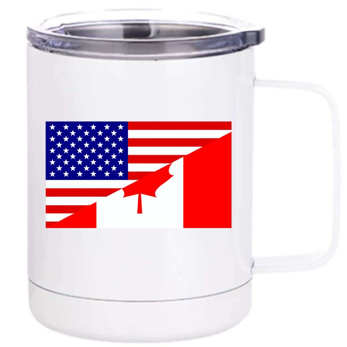 Canadian American USA Flag Front & Back 12oz Stainless Steel Tumbler Cup