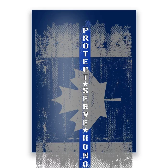 Canadian Vintage Flag Police Blue Stripe Line Poster