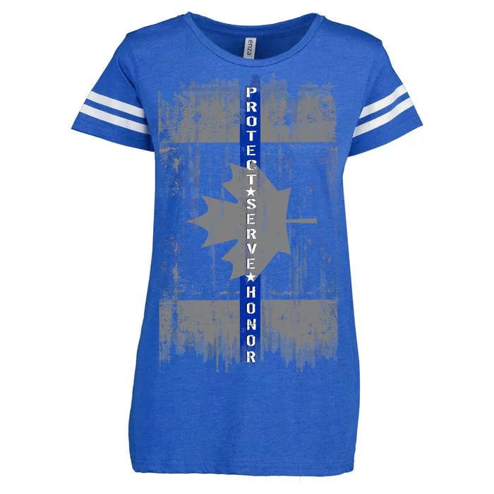 Canadian Vintage Flag Police Blue Stripe Line Enza Ladies Jersey Football T-Shirt