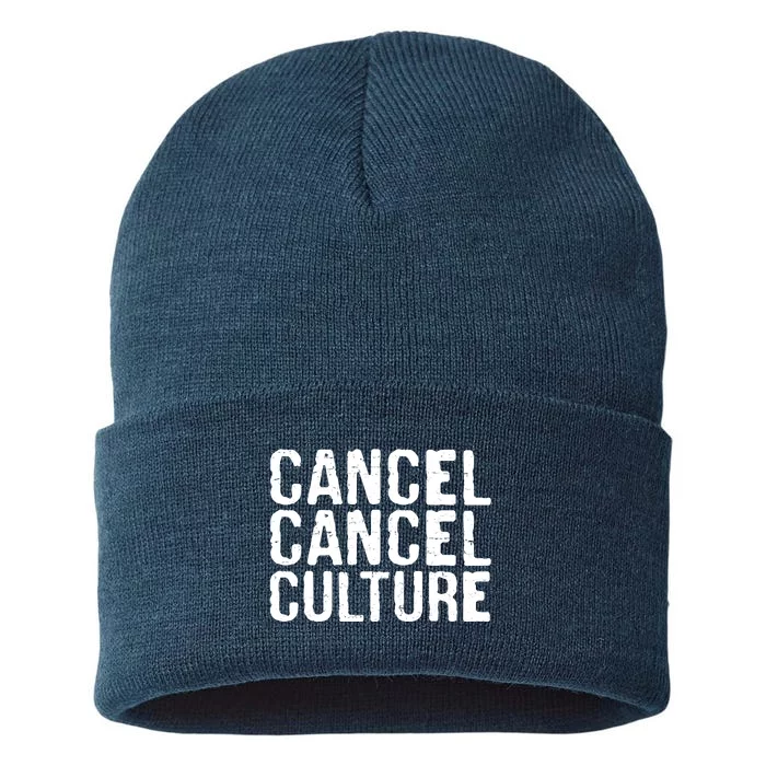 Cancel Cancel Culture Distressed Sustainable Knit Beanie