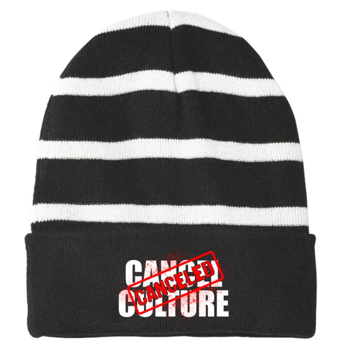 Cancel Culture Canceled Stamp Striped Beanie with Solid Band