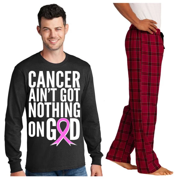 Cancer Ain't Got Nothing on God Breast Cancer Awareness Long Sleeve Pajama Set