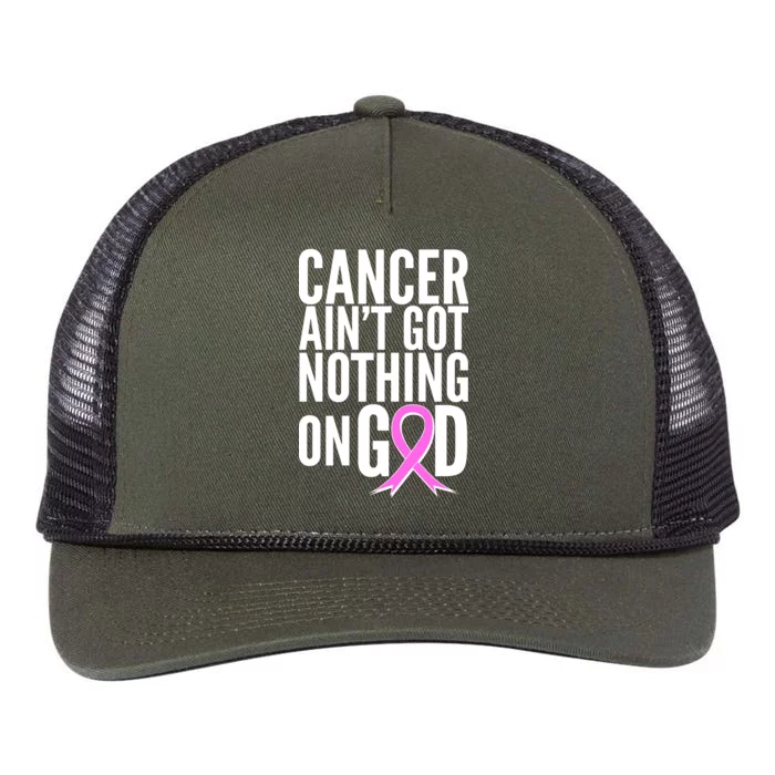 Cancer Ain't Got Nothing on God Breast Cancer Awareness Retro Rope Trucker Hat Cap