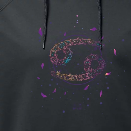 Cancer Floral Zodiac Performance Fleece Hoodie