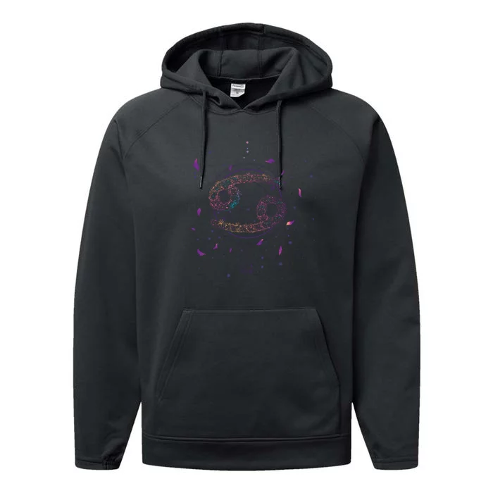 Cancer Floral Zodiac Performance Fleece Hoodie