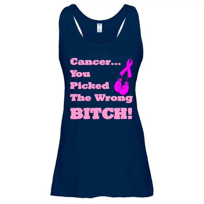 Cancer You Picked The Wrong Bitch Breast Cancer Ladies Essential Flowy Tank