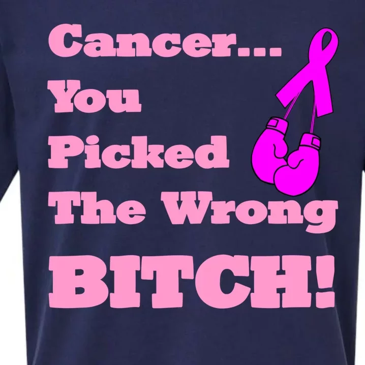 Cancer You Picked The Wrong Bitch Breast Cancer Sueded Cloud Jersey T-Shirt