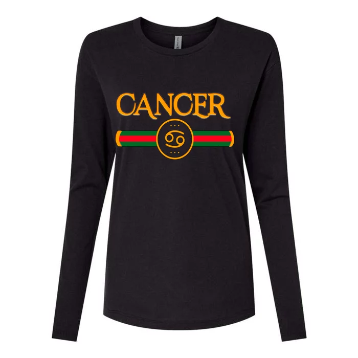 Cancer Zodiac Birthday Golden Icon Womens Cotton Relaxed Long Sleeve T-Shirt